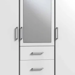 Weißer Schlafzimmer Kleiderschrank mit Spiegel - Cador