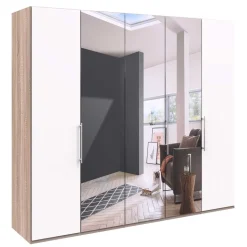 Weißer Schlafzimmer-Schrank mit Spiegeln - Vaclyn