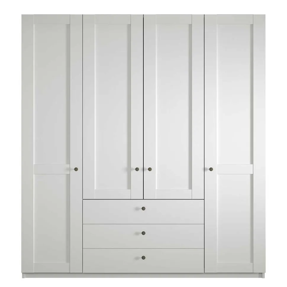 Weißer Schlafzimmerschrank 4-türig & 3 Schubladen - Flinn I