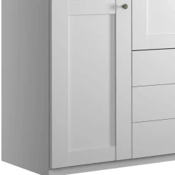 Weißer Schlafzimmerschrank 4-türig & 3 Schubladen - Flinn I