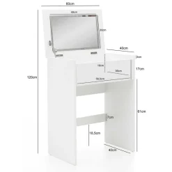 Weißer Schminktisch & Hocker - Toprino (zweiteilig)