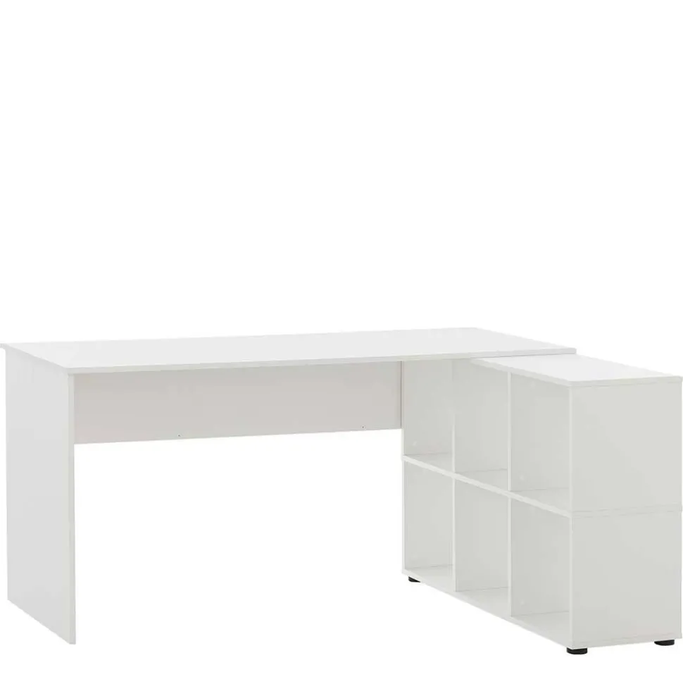 Weißer Schreibtisch mit seitlichem Regal - Obtin