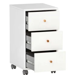 Weißer Schreibtisch-Rollcontainer mit Holzgriffen - Obtin