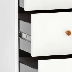 Weißer Schreibtisch-Rollcontainer mit Holzgriffen - Obtin