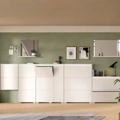 Weißer Schuhklappen-Schrank mit drei Klappen - Dany