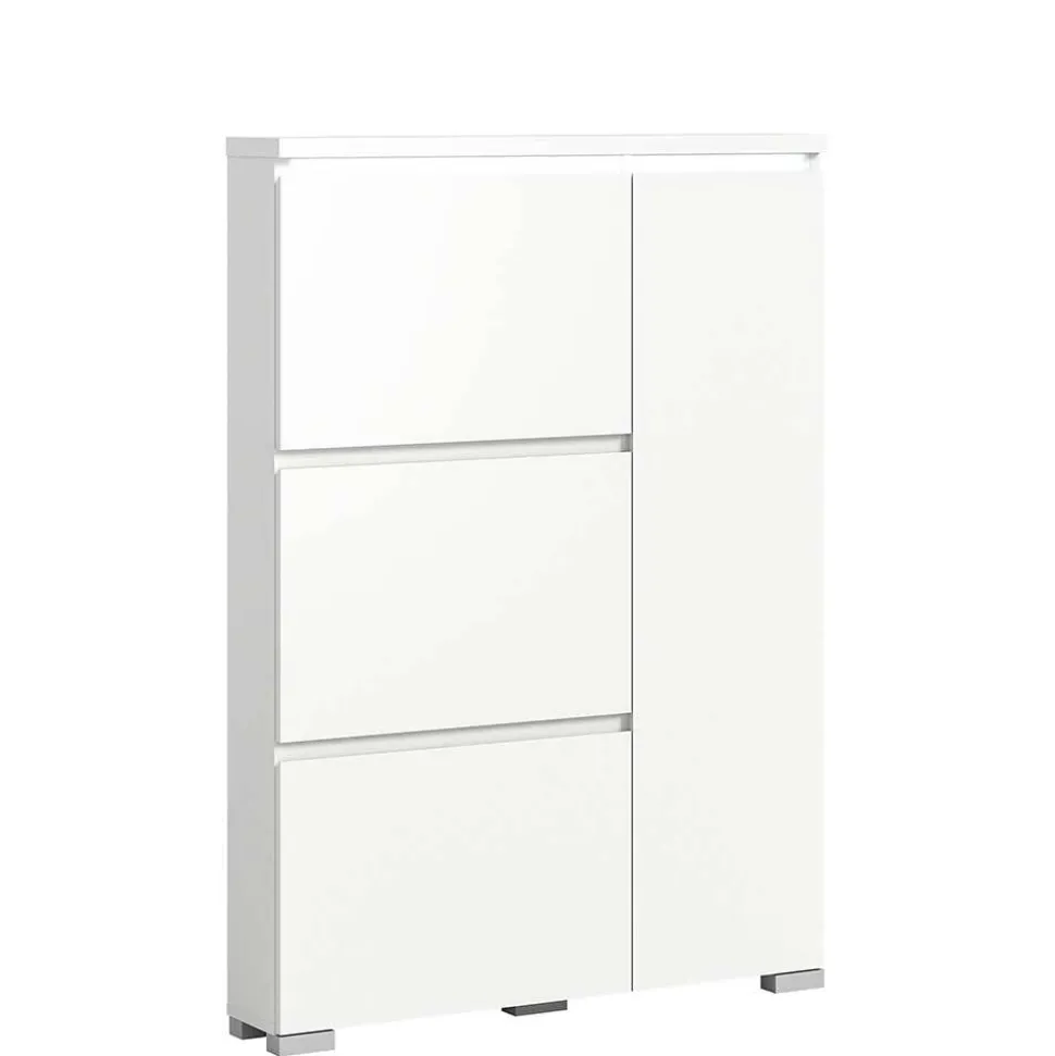 Weißer Schuhklappen-Schrank mit drei Klappen - Dany