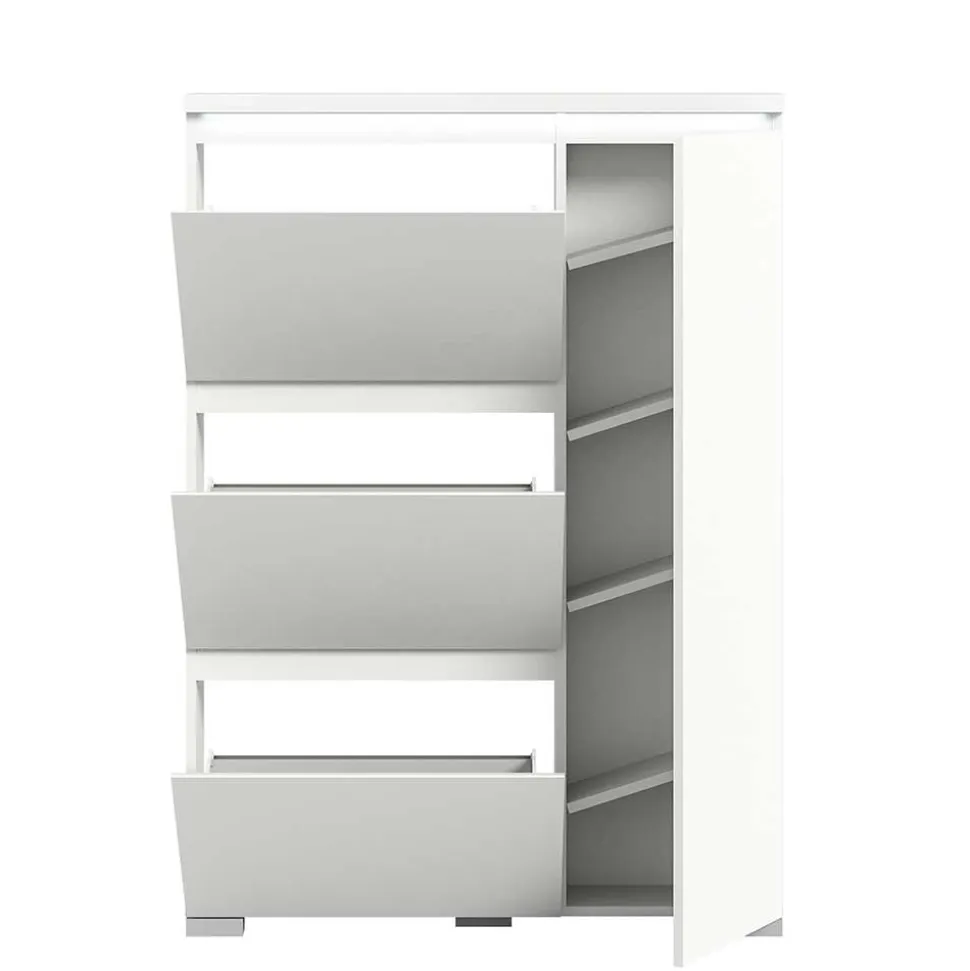Weißer Schuhklappen-Schrank mit drei Klappen - Dany