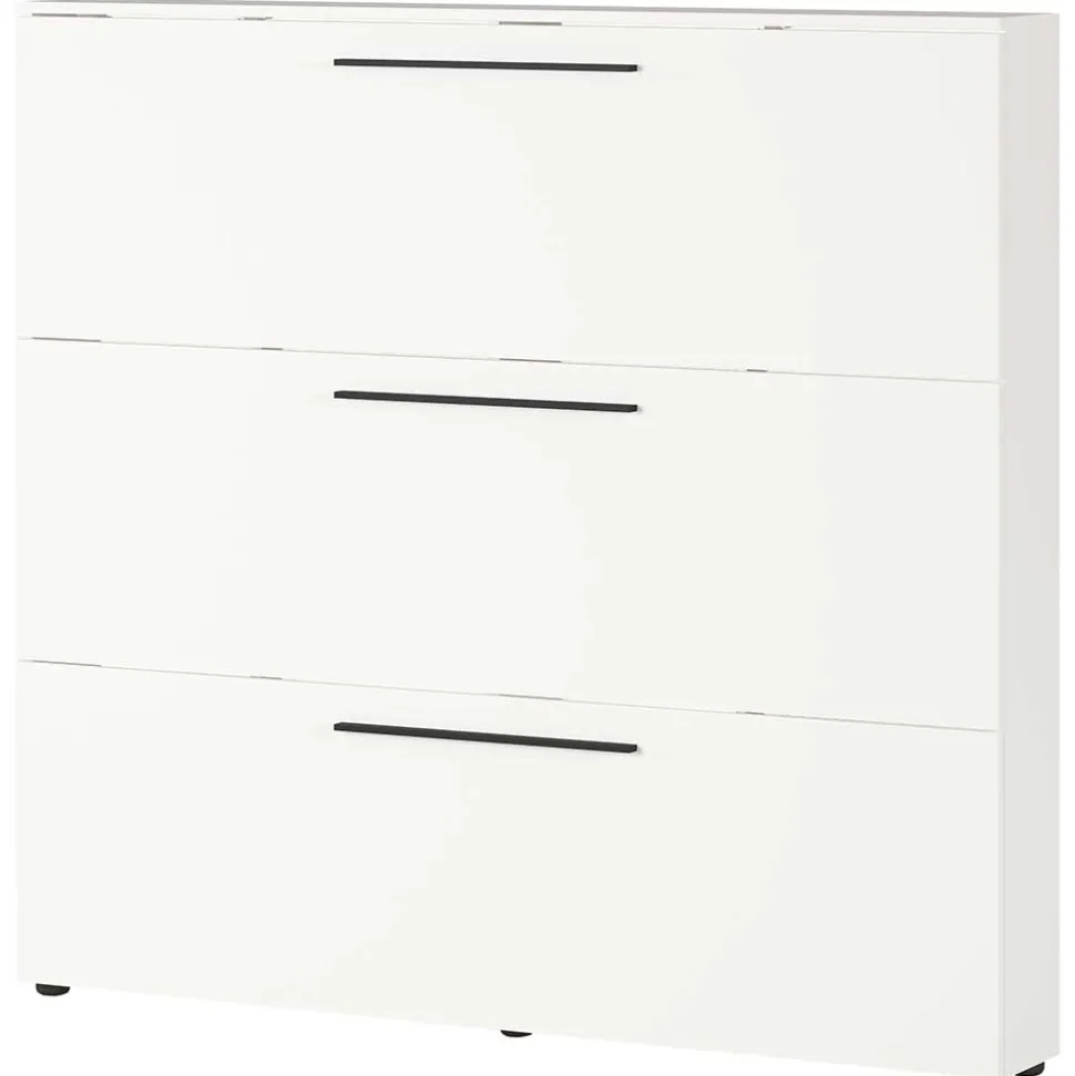 Weißer Schuhschrank 140 cm breit - Liss