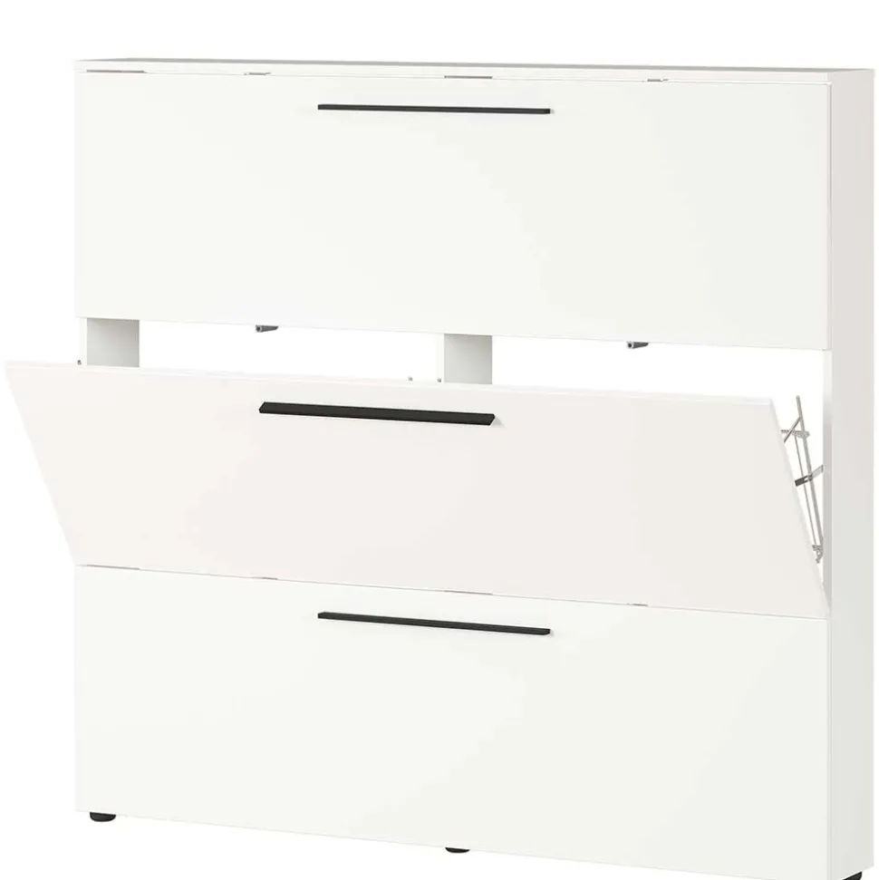 Weißer Schuhschrank 140 cm breit - Liss