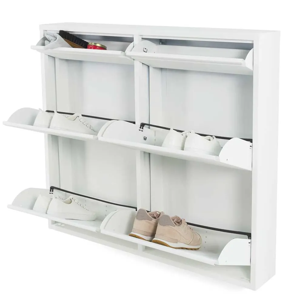 Weißer Schuhschrank aus Metall pulverbeschichtet - Cioara