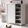 Weißer Schuhschrank mit praktischen Schiebetüren - Hank