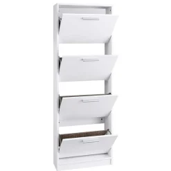 Weißer Schuhschrank mit vier Schuhwalzen - Badryca