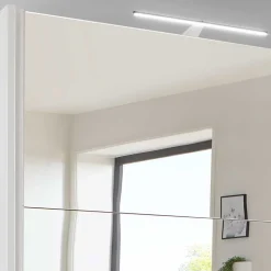 Weißer Schwebetürenschrank mit Spiegel links - Elenya