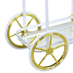 Weißer Servierwagen mit Spiegelglas - Charon