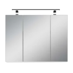 Weißer Spiegelschrank mit LED Licht - 3-türig - Rumanian