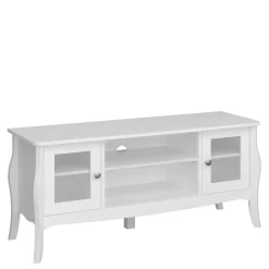 Weißer TV Unterschrank mit zwei Glastüren - Dosalino