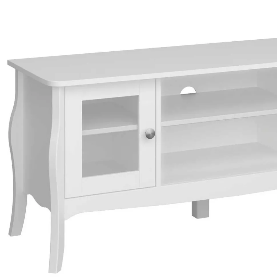 Weißer TV Unterschrank mit zwei Glastüren - Dosalino