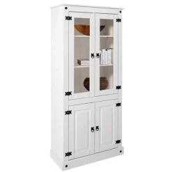 Weißer Vitrinenschrank aus Kiefer - Sergio