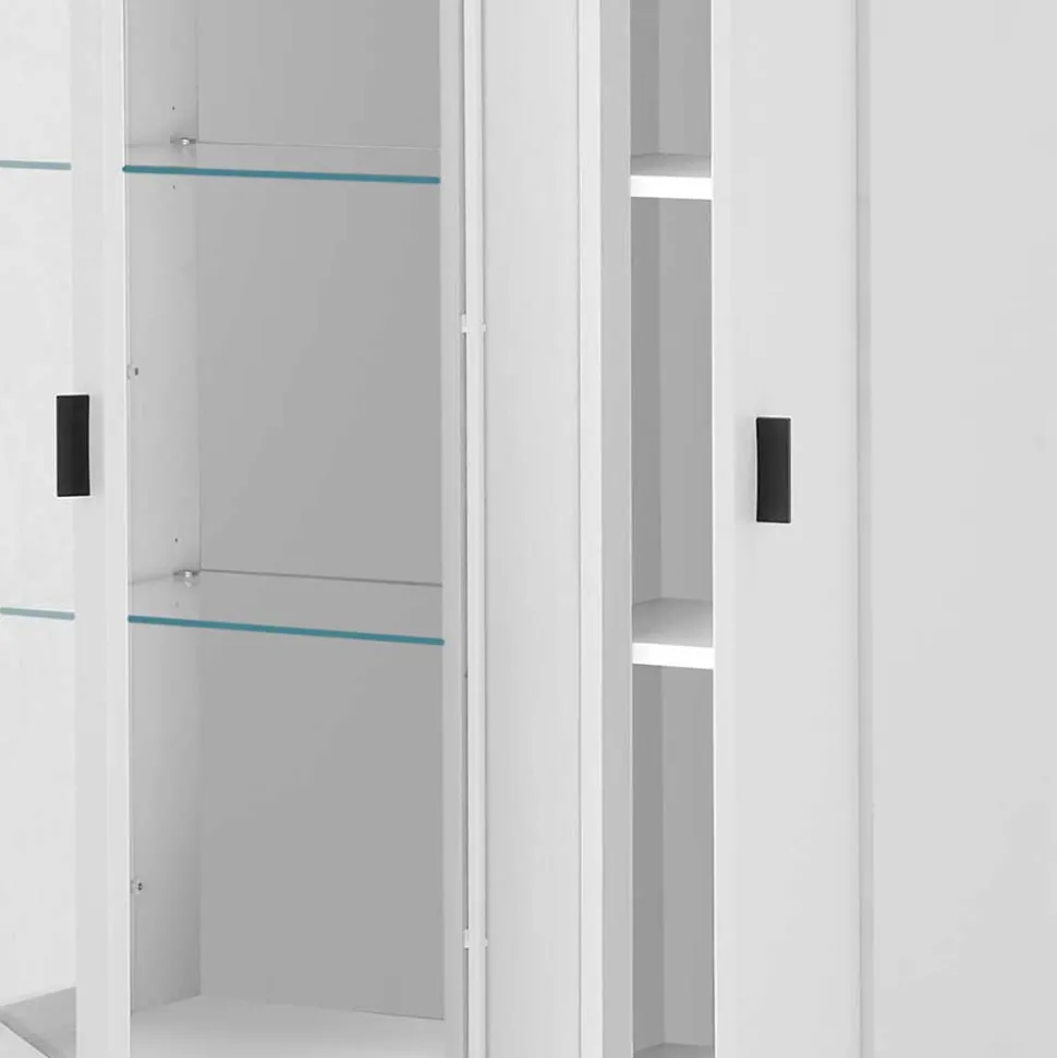 Weißer Vitrinenschrank mit LED Beleuchtung - Tirol