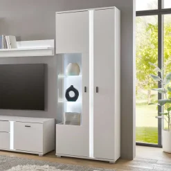 Weißer Vitrinenschrank mit LED Beleuchtung - Tirol