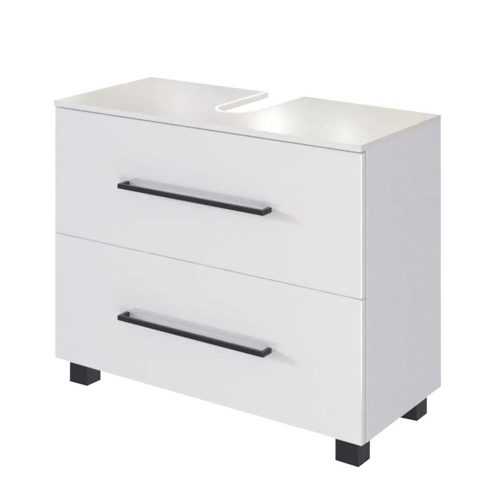 Weißer Waschbecken-Schrank mit Klappe - Maney