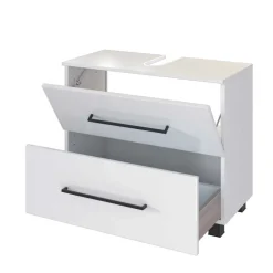 Weißer Waschbecken-Schrank mit Klappe - Maney