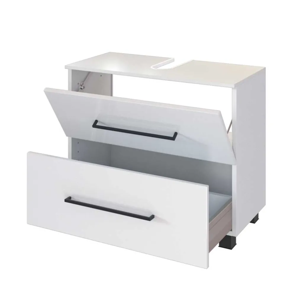 Weißer Waschbecken-Schrank mit Klappe - Maney