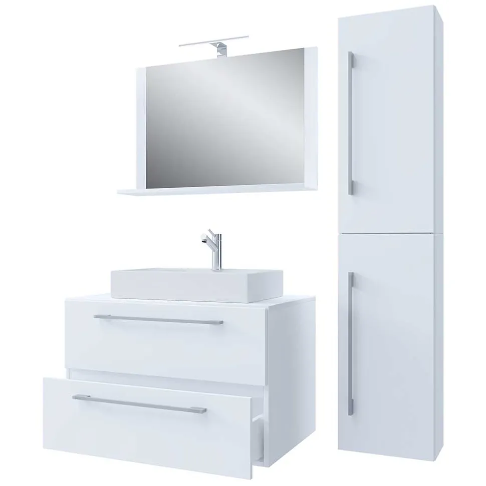 Weißer Waschplatz & Hochschrank - Ipsum (dreiteilig)