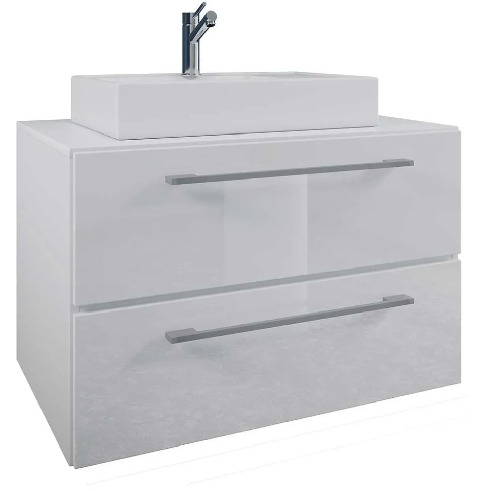 Weißer Waschplatz & Hochschrank - Ipsum (dreiteilig)