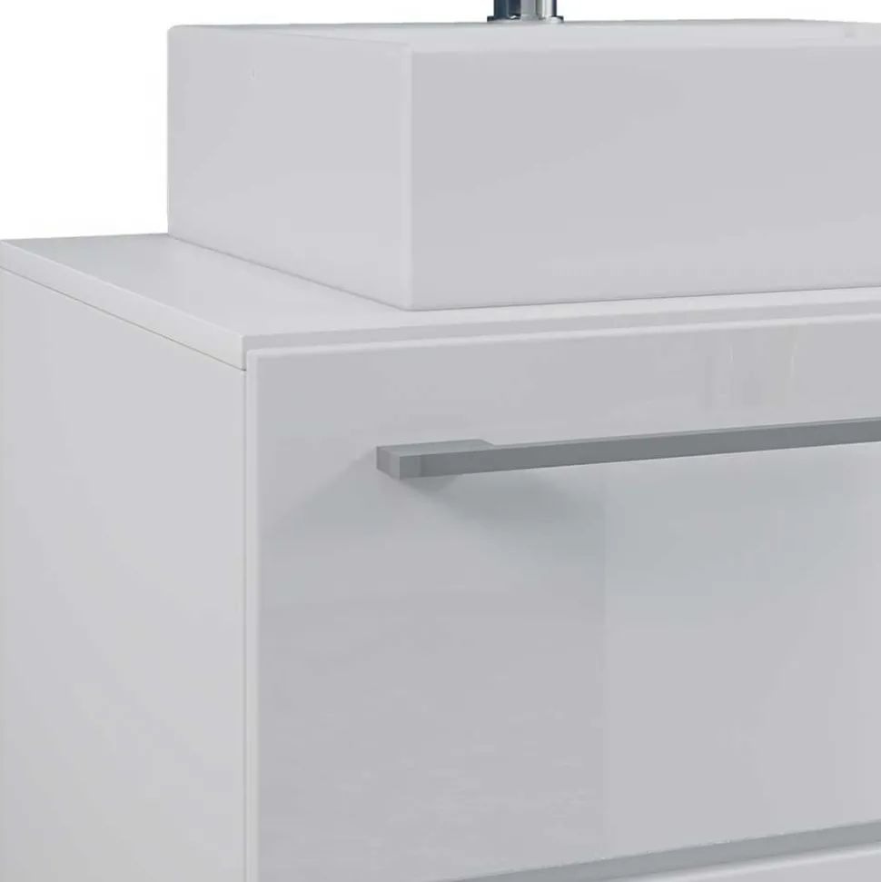 Weißer Waschplatz & Hochschrank - Ipsum (dreiteilig)