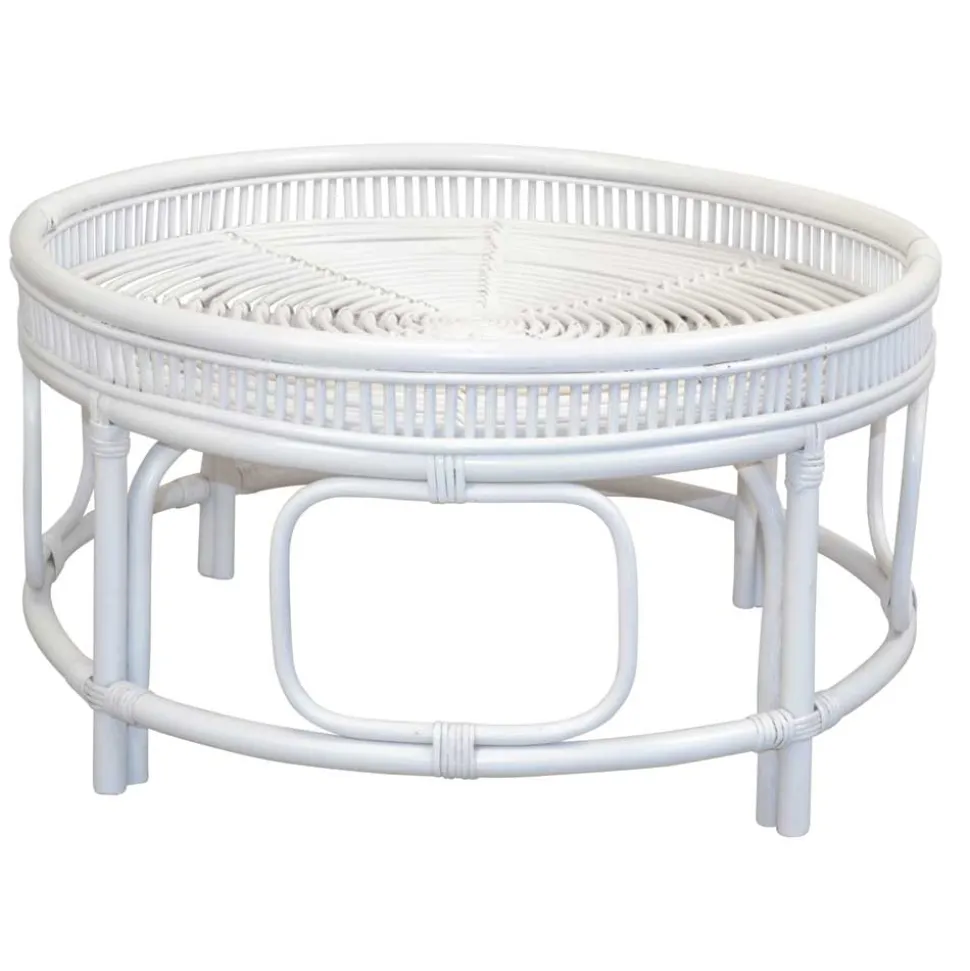 Weißer Wohnzimmertisch aus Rattan - Lovran