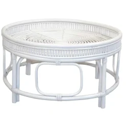 Weißer Wohnzimmertisch aus Rattan - Lovran