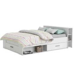 Weißes Bett 160x200 cm mit Stauraum - Monja