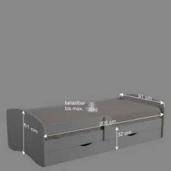 Weißes Bettgestell mit Bettschublade - Variona