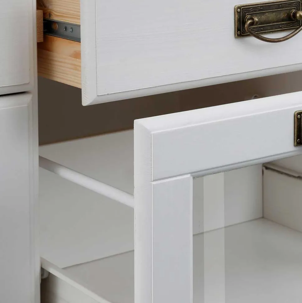 Weißes Buffet Schrank aus Kiefer massiv - Akbelev