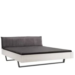 Weißes Designbett mit Stoff-Kopfteil - Fanos