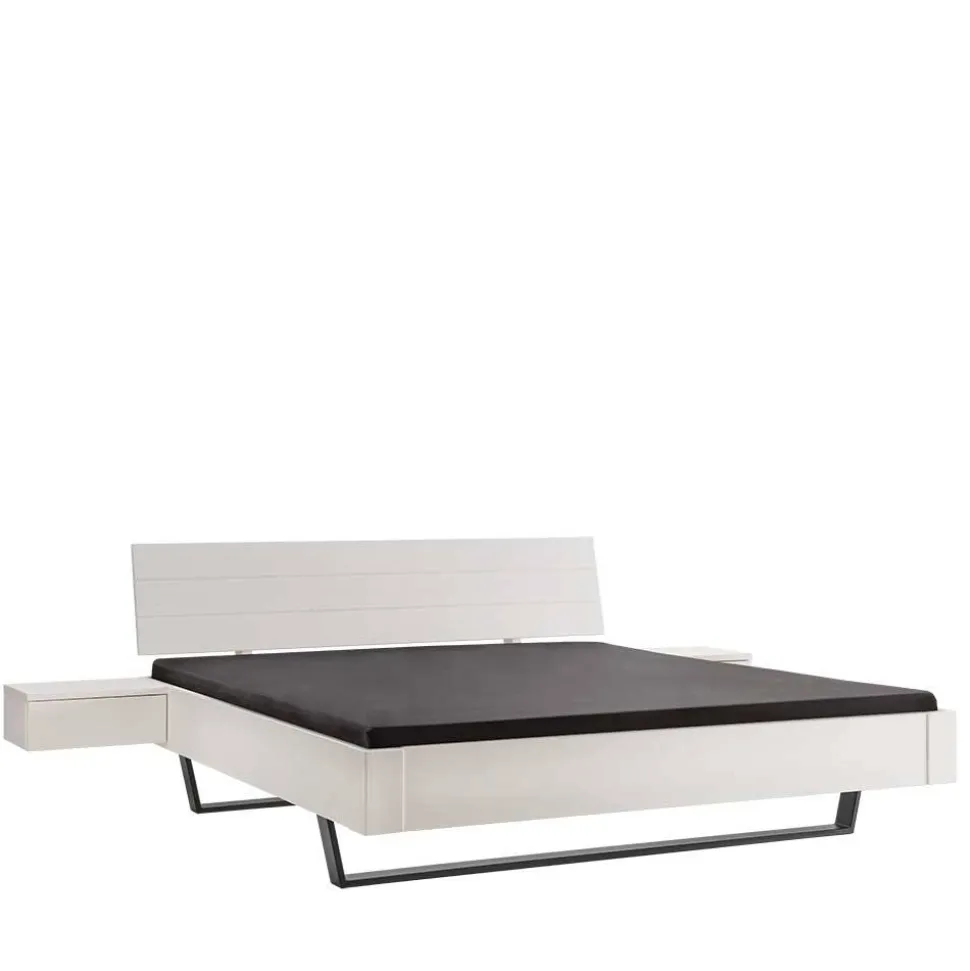 Weißes Doppelbett aus Kiefer Massivholz - Lardias