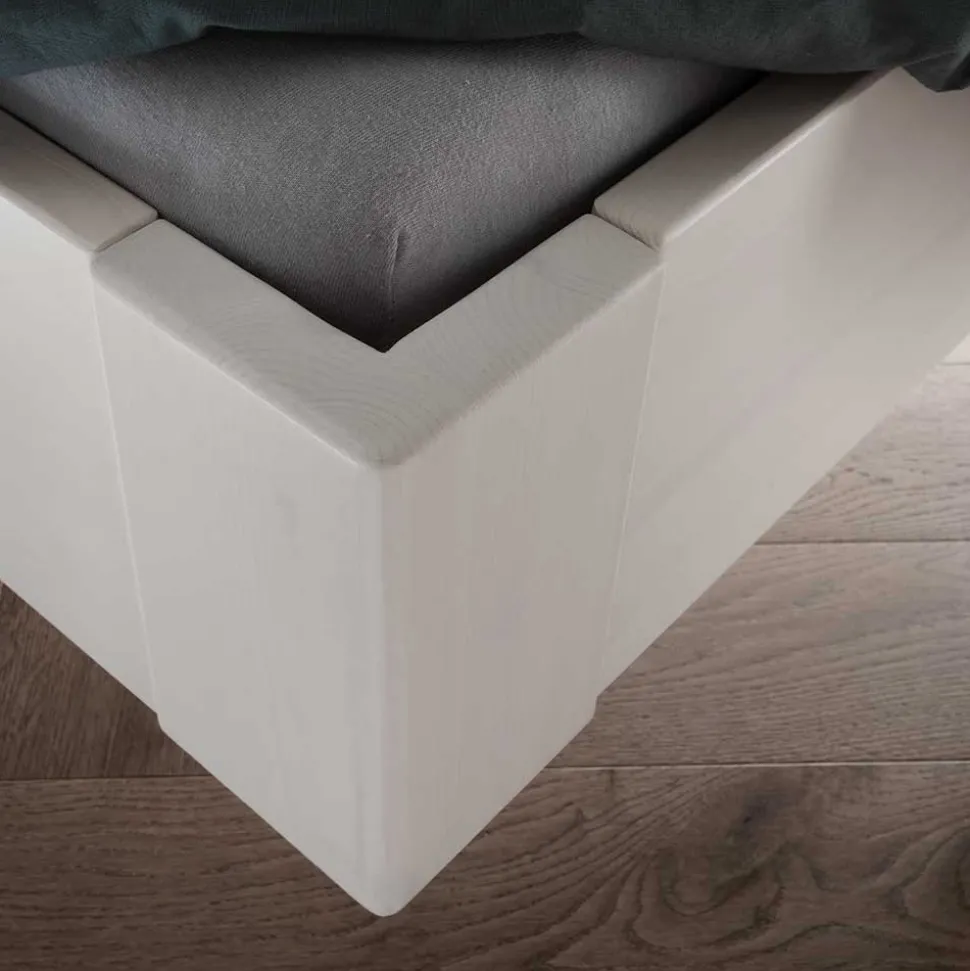 Weißes Doppelbett aus Kiefer Massivholz - Lardias