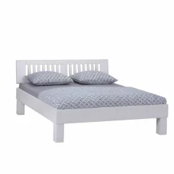 Weißes Doppelbett Calicantas aus Buche Massivholz