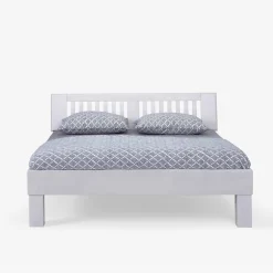 Weißes Doppelbett Calicantas aus Buche Massivholz