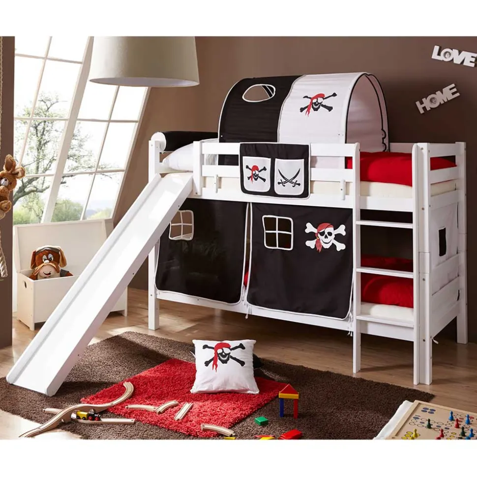 Weißes Doppelstockbett Pirat mit Rutsche - Cosenza