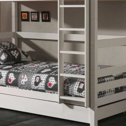 Weißes Etagenbett mit Ausziehbett - Sun