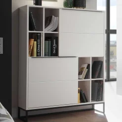 Weißes Highboard mit 8 Fächern & 2 Türen - Enkraja