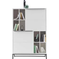 Weißes Highboard mit 8 Fächern & 2 Türen - Enkraja