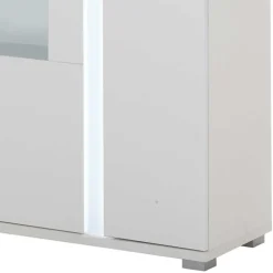 Weißes Highboard mit Glaseinsatz und LED Beleuchtung - Tirol