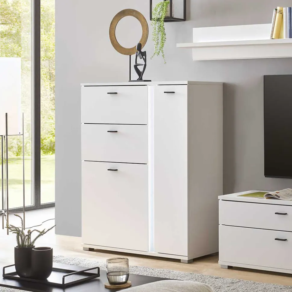 Weißes Highboard mit LED Beleuchtung - Tirol