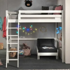 Weißes Hochbett & Sesselbett - Relisa (zweiteilig)