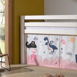 Weißes Hochbett mit gerader Leiter - Vicados