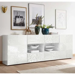 Weißes Hochglanz Sideboard 241 cm breit - Vascaub
