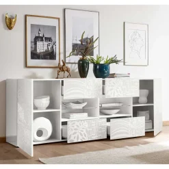 Weißes Hochglanz Sideboard 241 cm breit - Vascaub